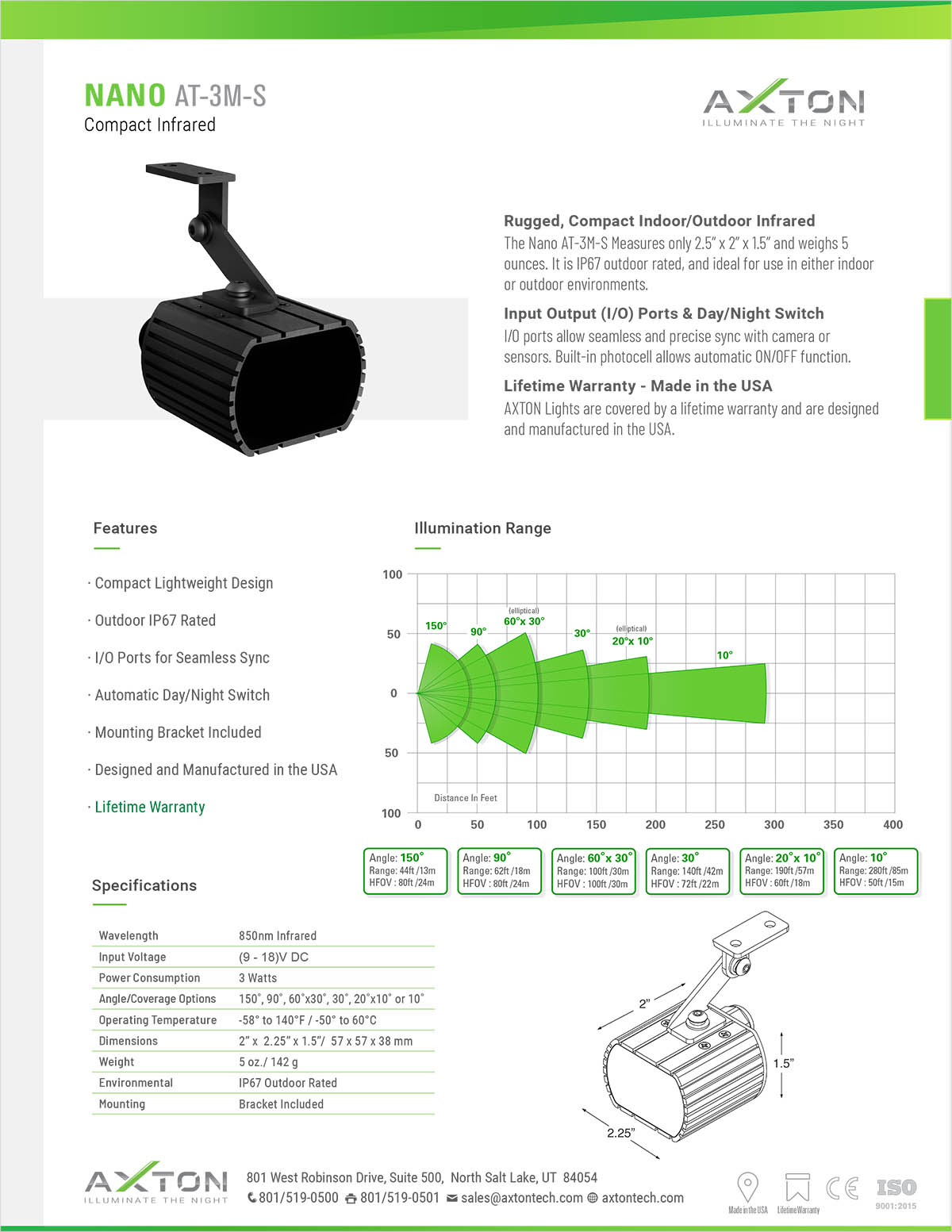 IR Illuminator NANO AT3MS Infrared Light for Security Camera AXTON