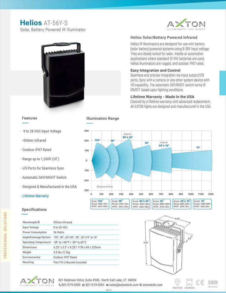 IR Illuminator for Solar, Battery, OFFGRID Sys. HELIOS AT56YS