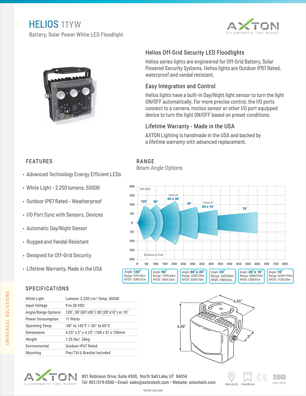 White LED Floodlight Helios 11YW datasheet