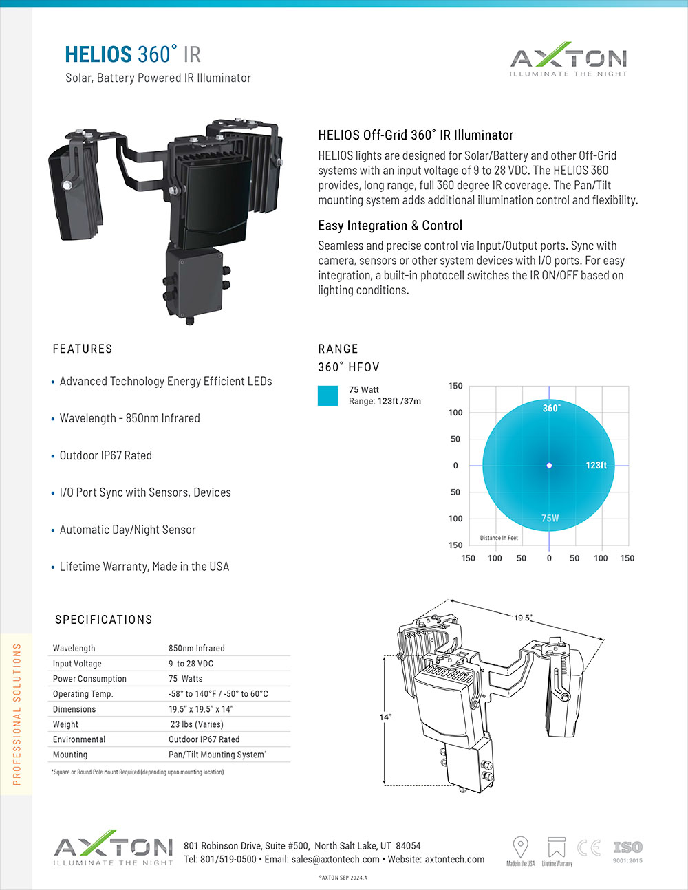 Battery, Solar Powered Helios_360_IR_Illuminator_Datasheet