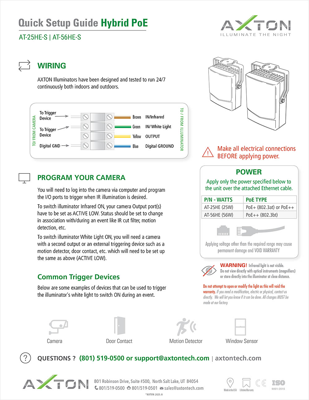 Hybrid illuminators PoE setup guide