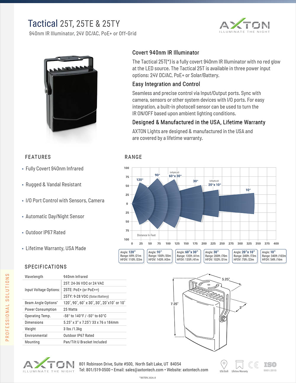 940nm IR illuminator Tactical AT-25T Datasheet