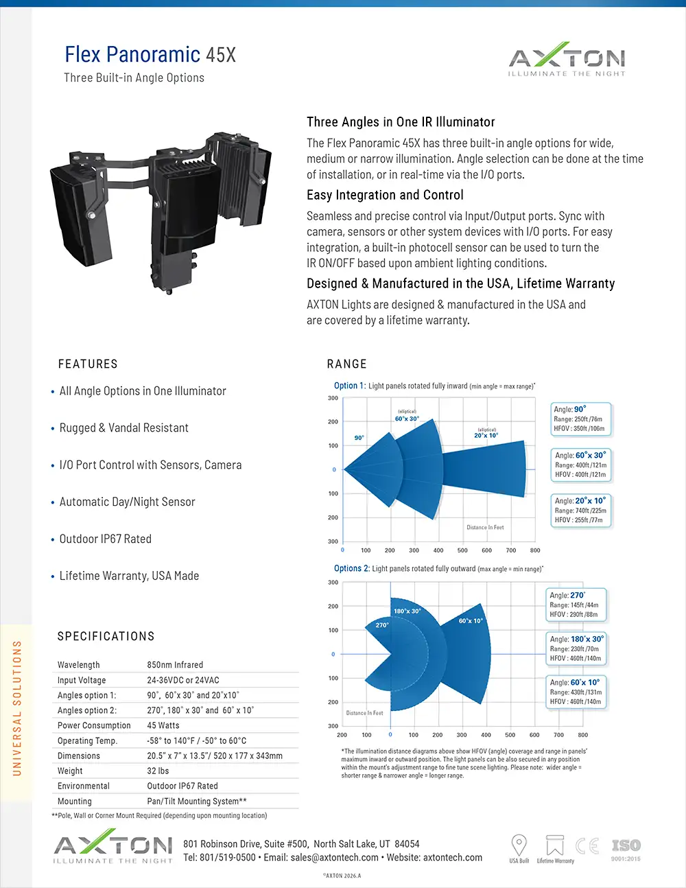 Flex Panoramic IR Illuminator AT-45X-S datasheet